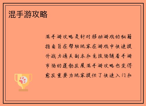 混手游攻略